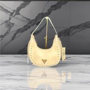 NWT Valentino Orlandi Cream Studded Shoulder Bag